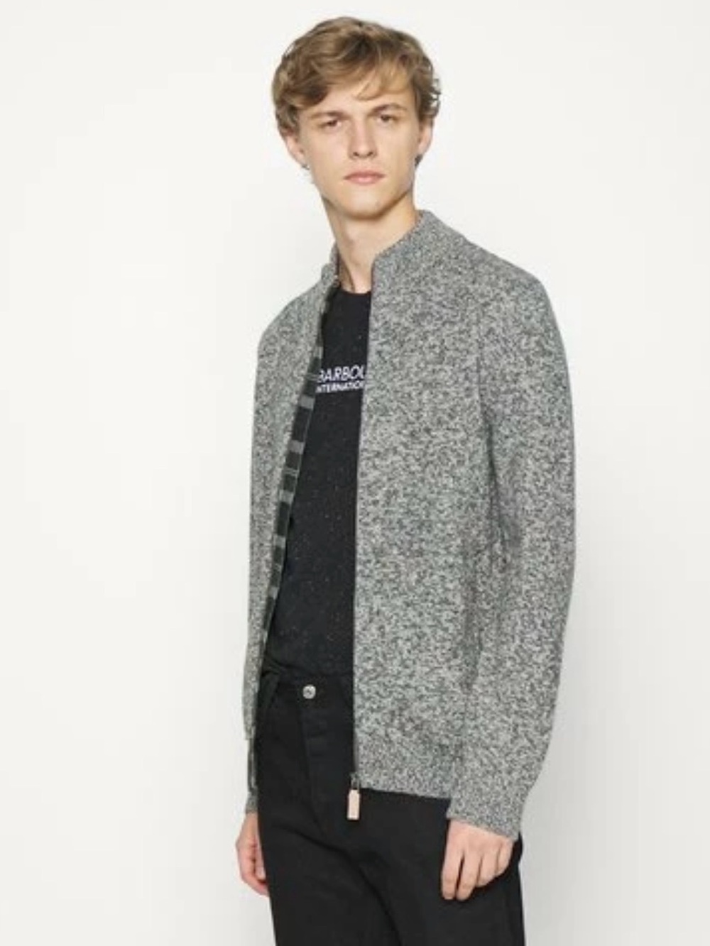 BARBOUR Men’s FIFE ZIP THROUGH Cardigan Size Large Grey Marl